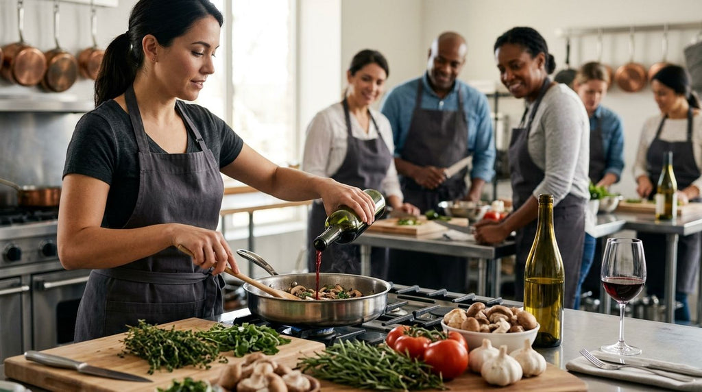 Organic wine for culinary school and cooking class events