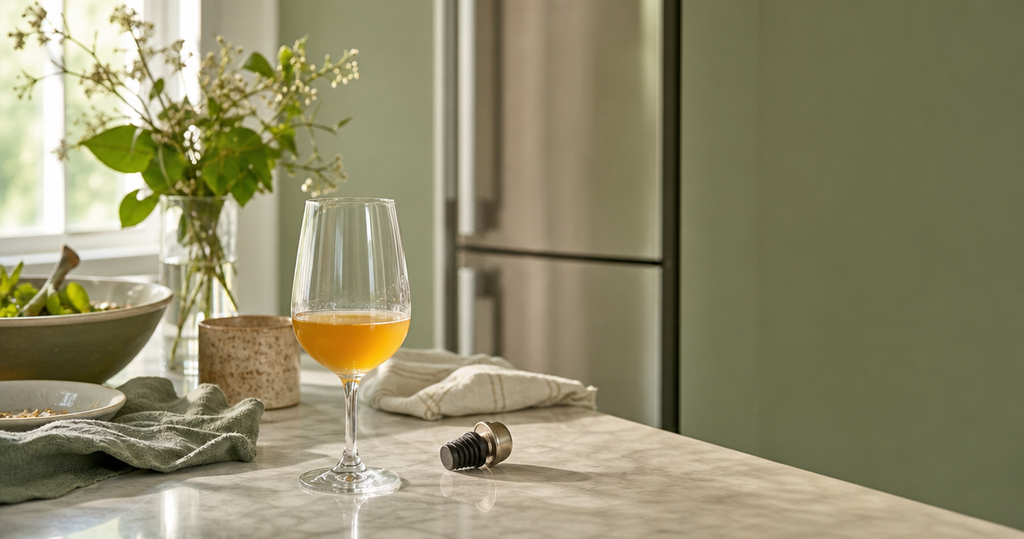 Bottle-free editorial hero for How to Store Opened Orange Wine (2026 Guide)