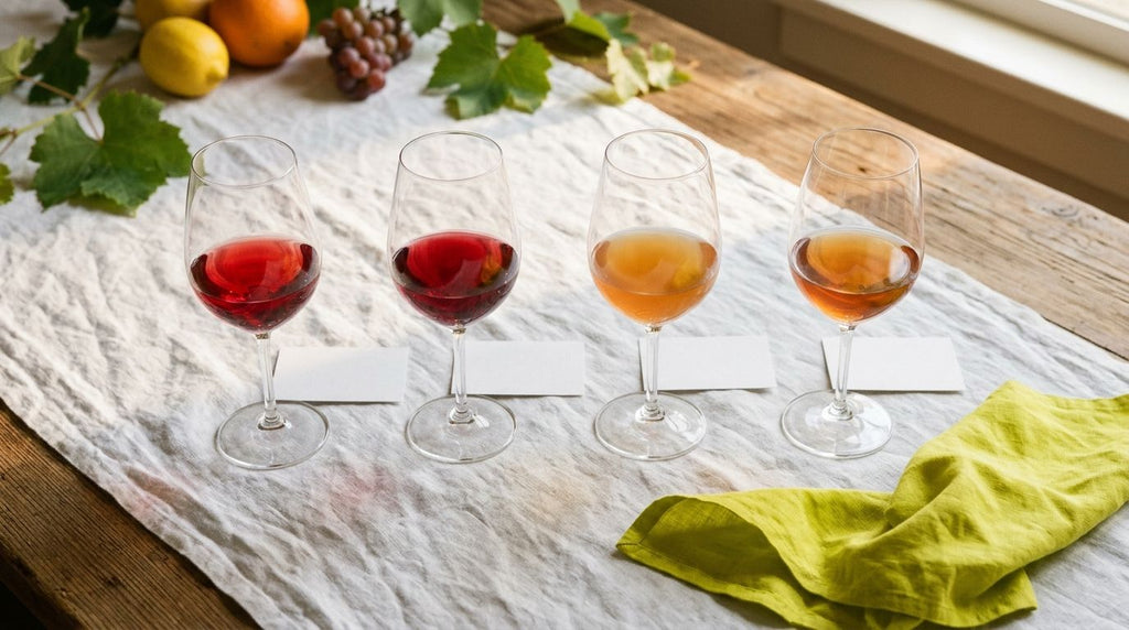 Four low-sulfite wines compared by published total sulfur