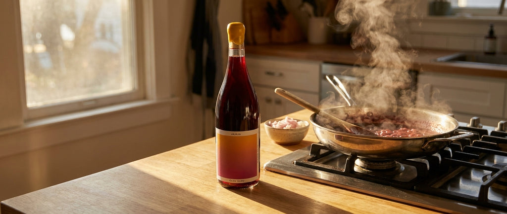Skin-contact wine for brunch egg dishes