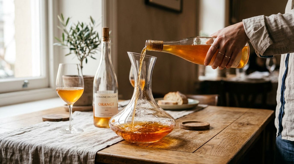 How to decant orange wine before serving