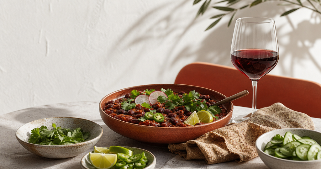 Bottle-free editorial hero for Natural Wine Spicy Food Pairing: 2026 Guide