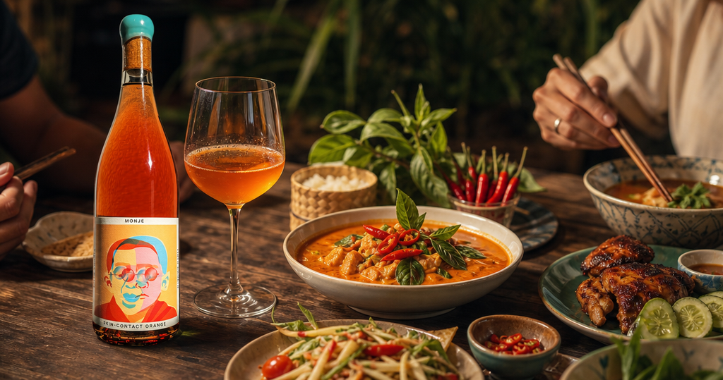 Monje Orange Wine with spicy Thai and Indian dishes | Tinto Amorio