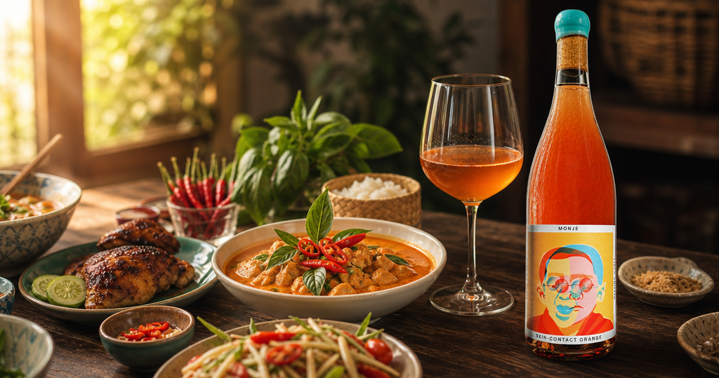 Monje Orange Wine with spicy food